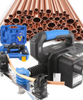 Cordless Electric Pipe Bender For Copper And Aluminum Tubes Sizes Span Quarter Through Seven Eighths Inches Quick Bend Tool with copper pipes and toolbox