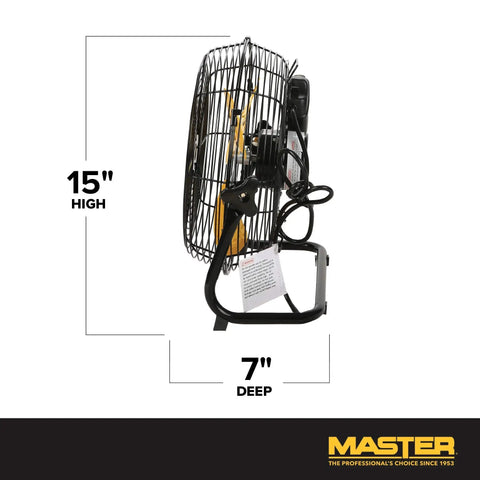 Side view of Pro 12 Inch High Velocity Direct Drive Steel Floor Fan With Tilt Head Heavy Duty All Metal Construction Three Speed Settings