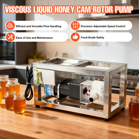 Premium 10L Min Honey Transfer Pump In Stainless Steel For Viscous Liquids Like Paste And Peanut Butter. Powerful 90W Food Gear Pump.