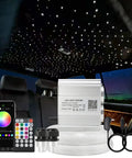 Dual Head RGBW Fiber Optic Light Kit for home with app control, twinkle and music modes; star ceiling, 600 strands, 9.8ft cable.