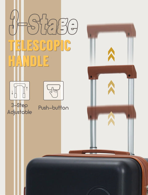CONCEPTEN 20-inch ABS hard-shell carry-on luggage with 3-stage telescopic handle and wheels, airline approved