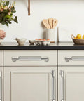 2-Pack 8-Inch Polished Nickel Cabinet Pulls Heavy-Duty Solid Handles for Kitchen Cabinets, shown on drawer and door fronts