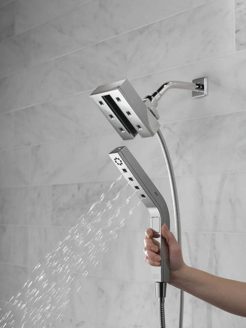 In2ition Four Setting Two In One Shower Combo With H2Okinetic Technology Dual Shower Heads Or Handheld 2.5 GPM Flow Black Stainless Finish