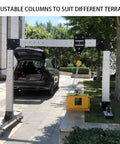 Heavy Duty Portable Gantry Crane With Four Thousand Pound Lift Capacity Adjustable Boom, shown outdoors with adjustable columns.