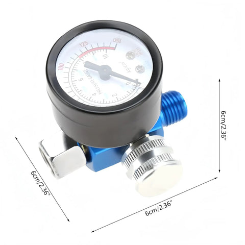Inline Quarter Inch Pro Grade Mini Air Regulator Kit For Spray Guns With Pressure Gauge, Adjustable 0 To 150 PSI