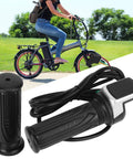Electric Bike Throttle Grip With Key And LCD Display For 36V And 48V E Bikes And Scooters next to a cyclist on an electric bike