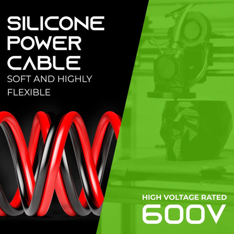Beefy 12 Gauge Silicone Wire Set Red And Black 50 Ft Each Heavy Duty Tinned OFC Copper Flexible Stranded Hookup Cable For RC Battery Leads ESC LiPo Low Voltage DC 600V Rating with red and black wires featured.