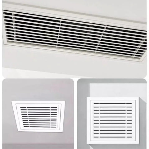 Removable Louvered Air Vent Cover 55 By 55 Cm Sleek ceiling access panel showcasing white aluminum design for airflow control.
