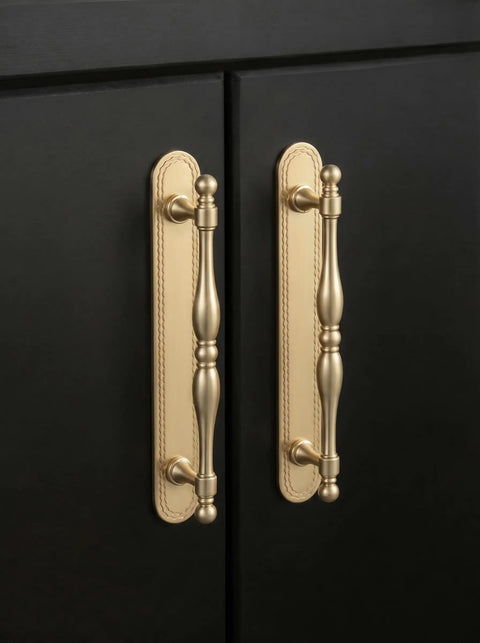 Champagne Bronze Cabinet Pulls With Backplates, 2 Pack, 5 Inch Center to Center, Slick Hidden Mount That Conceals Old Holes and Wood Scars