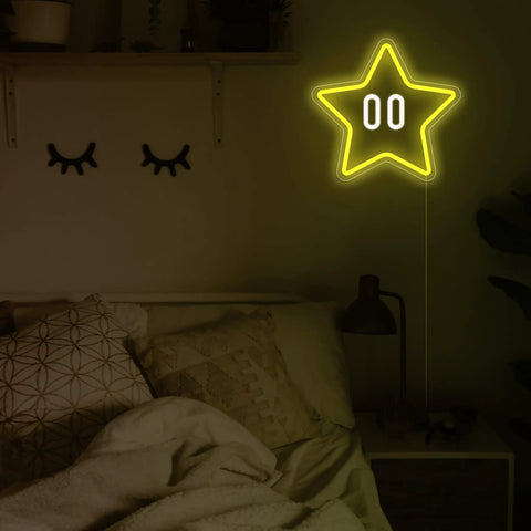 Star Neon Sign Led Light For Gaming Setup And Kids Bedroom Wall Decor Game Room Vibe Man Cave Glow Dimmable Star Sign