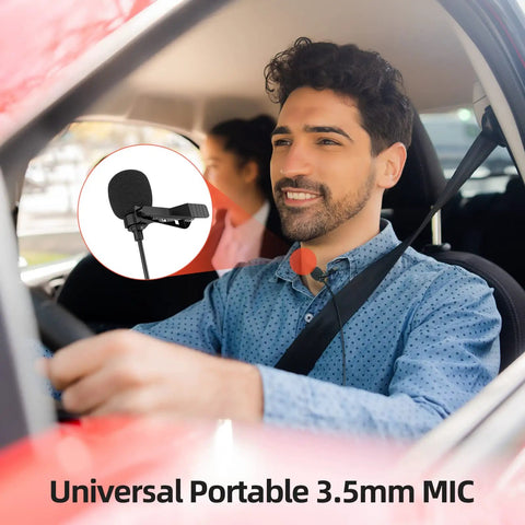 Car Mic With 3.5mm Plug And Play Wired Mic For Vehicle Stereo Head Unit Radio Noise Canceling Lavalier Clip in use while driving