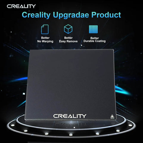 Upgraded Tempered Glass Build Plate For 3D Printers Featuring Easy Release Coating High Hardness Durable Platform visible in a sleek design.