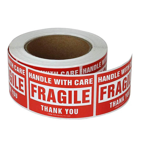 3 X 5 Inch Fragile Shipping Labels Handle With Care Permanent Adhesive, Clear Fragile Warning Labels With Thank You Message, 500 Perforated Self Adhesive Labels On One Roll For Easy Printing And Quick Packing