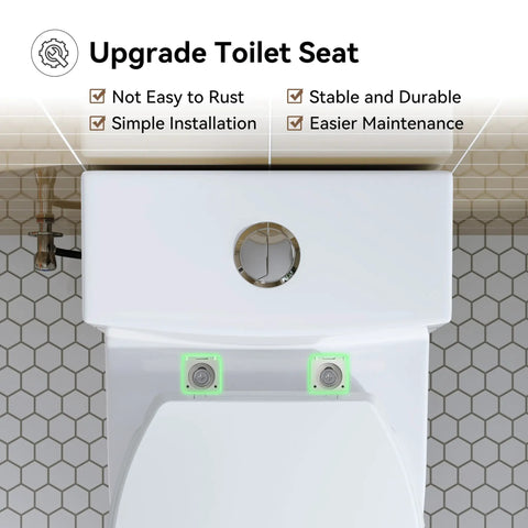 Compact One Piece Elongated Toilet With Dual Flush System And ADA Chair Height Tailored For Cozy Bathrooms top view showcasing simple installation fixtures.