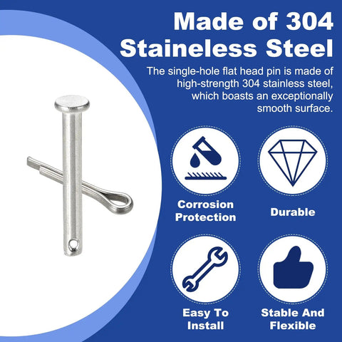 10Pcs M4x30mm Clevis Pins Made From 304 Stainless Steel With Single Hole Flat Head Heavy Duty Hitch Fasteners and cotter pins