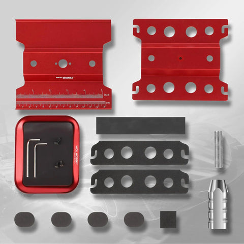 Components of Beefy Aluminum RC Car Work Stand With 360 Degree Rotation Screw Tray Lift And Lower For various scale RC cars