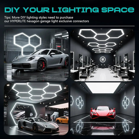 Hexagon LED Garage Light 42W 6500K Ultra Bright Ceiling Fixture Easy Install For Garage Workshop Warehouse Basement Gym