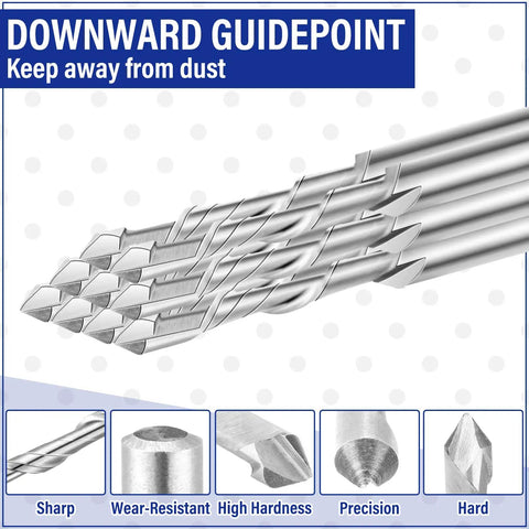Pack Of 10 Drywall Router Bits Three Sixteenth Inch Shank M2 High Speed Steel Cutting Bits for downward router cutouts close-up