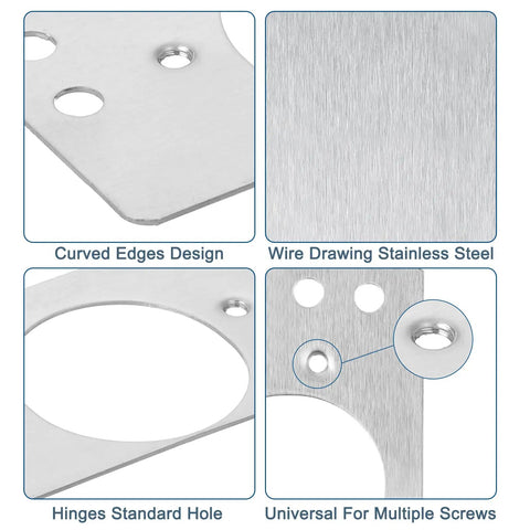Close-up of Two Pack Heavy Duty Cabinet Hinges Repair Plates Kit 90x47mm Stainless Steel Hinge Repair Brackets for Wooden Doors