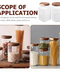 Top Shelf Durable 1800Ml Glass Storage Jars With Hella Tight Airtight Wooden Lids, vintage white matte jars for snacks and grains.