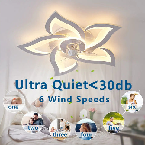 Flush Mount Ceiling Fan With Lights 24 Inch White Dope Remote Control Six Speeds Three Light Colors Low Profile Kitchen Fan