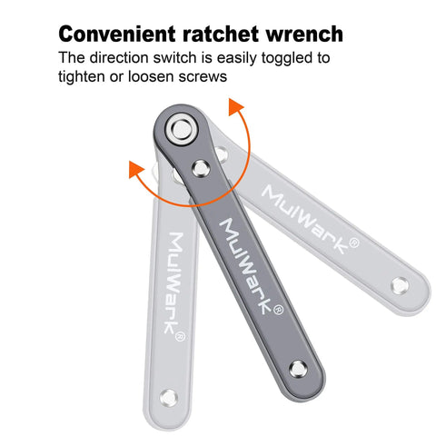 11 Piece Right Angle Screwdriver Set With One Quarter Inch Mini Ratchet Wrench for Close Quarters showing reversible drive