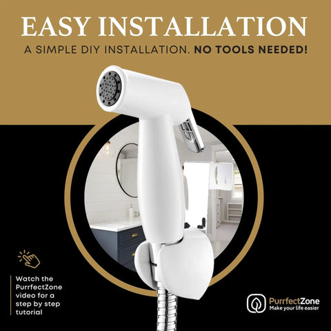 Premium Handheld Bidet Sprayer Kit for Toilet With Adjustable Flow, Easy Install Bidet Set, Leak Proof Stainless Steel Braided Hose