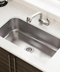 Undermount Stainless Steel 32-1/4 In Single Bowl Kitchen Sink With Deep Basin Brushed Satin Finish 18-Gauge Construction Noise Reduction