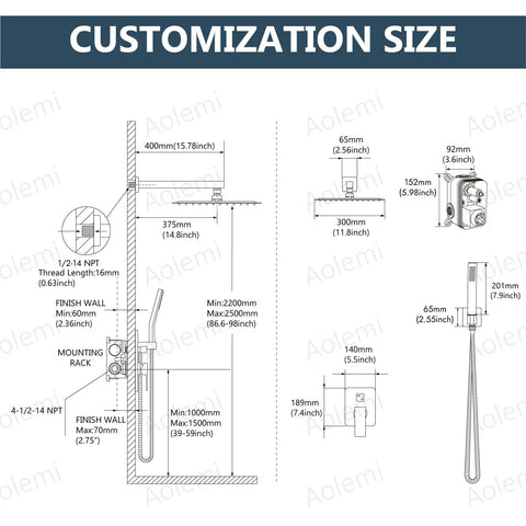Installation diagram of Shower Faucet Set With Rain Shower System And Handheld Spray Bathroom Shower Combo Polished Chrome Finish