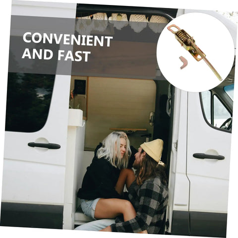 Heavy Duty Truck Toolbox Door Latch Kit with Adjustable Metal Hooks and Spring Hand Buckle features in van image
