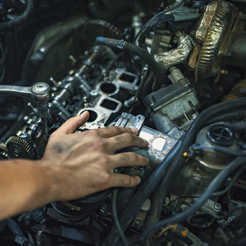 Mechanic adjusting engine components with Stainless Steel External Tooth Serrated Lock Washers 280 Pack Quick Lock Design.