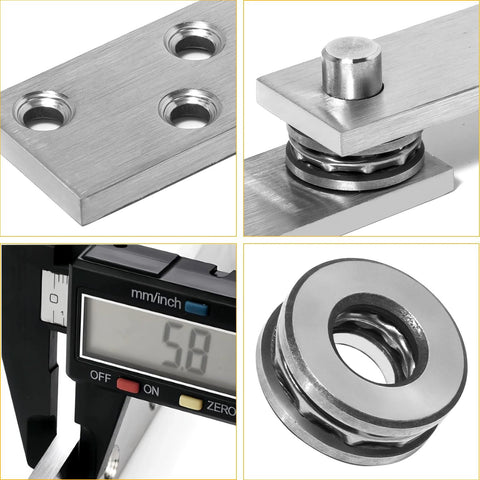 Invisible Pivot Hinge System With Door Ball Catch Hardware For Hidden Secret Doors, Rustproof Stainless Steel, Close-Up View