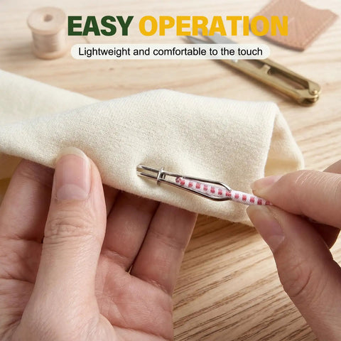 2026 Upgraded Drawstring Threader Tool Set with stainless steel loop threading pink drawstring into fabric