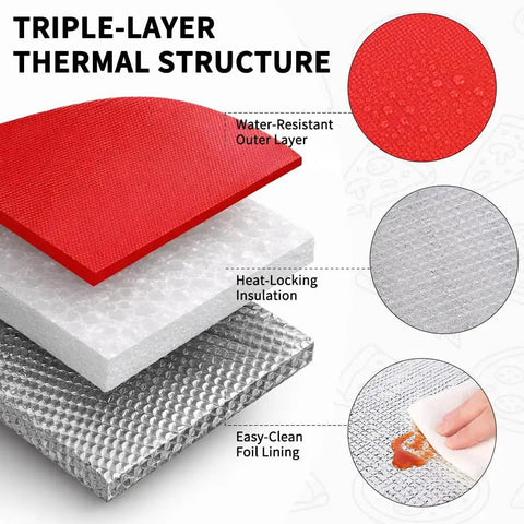 Triple-layer thermal structure of Insulated Food Delivery Bag With Four Cup Holders XXXL Large Commercial Grade Cooler
