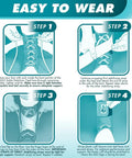 Infographic showing steps to wear the ASO Ankle Stabilizer Lace Up Brace For Sprained Ankle And Peroneal Tendonitis Orthopedic Support.
