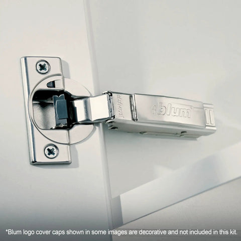 Close-up of Clip Top Soft Close Hinge Kit for Frameless Cabinets Pro Grade 110 Degree Euro Style Hinge with Clip Mounting Plate