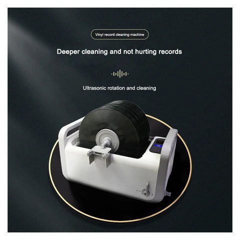 Banger Ultrasonic Vinyl Record Wash Machine For Classic Albums Automatic Disc Cleaner showcasing vinyl discs and ultrasonic cleaning feature.