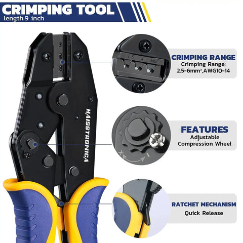 All-In-One Solar Crimping Tool Kit With Stripper And Spanners, 20 Pairs MC4 Connectors For PV Cable Installation, AWG14-10 crimper