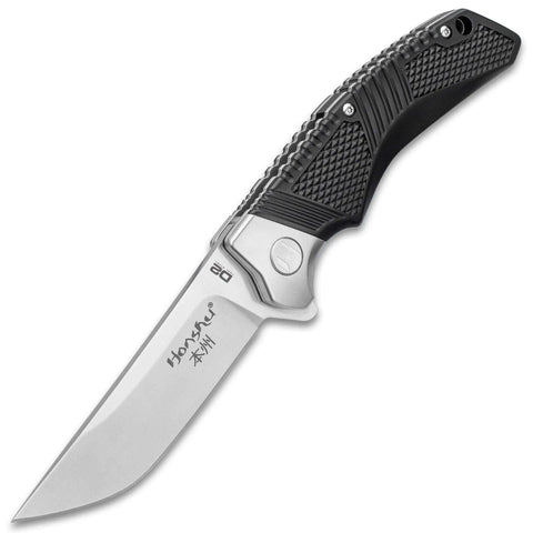 Badass 4 Inch D2 Tool Steel Flipper Pocket Knife showing stainless steel blade and rugged textured black grip.