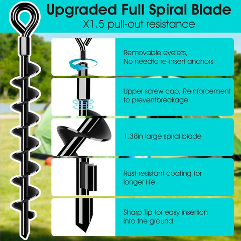 Bulletproof Spiral Ground Anchors For Shed And Mobile Home Kit Rust Proof Steel Wind Resistant Foundation Stabilizer with large spiral blade.
