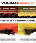 Vulcan PROSeries vs other brands comparison showing thicker and more durable material for auto hauler tie down straps.