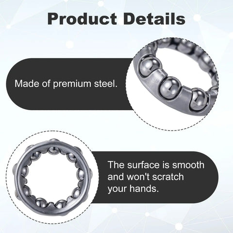 Close-up of Four Pack One Quarter Inch Ball Bearings For Bicycle Crank Bearings Nine Balls Silver Bottom Bracket Bearings