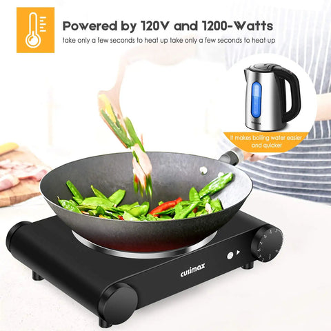 Portable 1200W Infrared Electric Stove With Quick Heat 7 Inch Ceramic Glass Burner for dorm, office or camping use