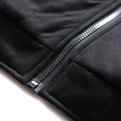 Close-up of the full zip on the Heavyweight Fleece Hoodie For Men Full Zip Jacket With Warm Lining Thick Thermal Sweatshirt
