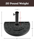 Half Round Umbrella Base 20lb Heavy Duty Freestanding Stand For Outdoor Use Semicircle Resin And Concrete Holder