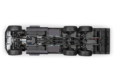 Top view of Beast 1-Tenth Scale 6WD RC Hauler With Pro Scale Winch, showcasing full underbody detail and rugged design.