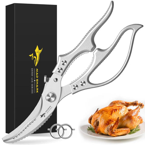 Heavy Duty Poultry Shears Kitchen Scissors With Non Slip Handle And Safety Lock A Real Workhorse For Cutting Chicken Meat Turkey Fish And Veggies