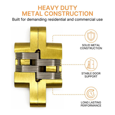 Tough As Nails Concealed Self Closing Door Hinge Satin Gold Hydraulic Adjustable Speed 180 Degree Smooth gliding design with stable support.