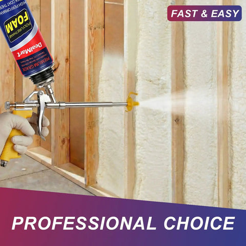 Built Tough Closed Cell Spray Foam Insulation Kit With 48 Packs Of Self Expanding Adhesive for Garages and Attics featuring Pro Spray Gun application.