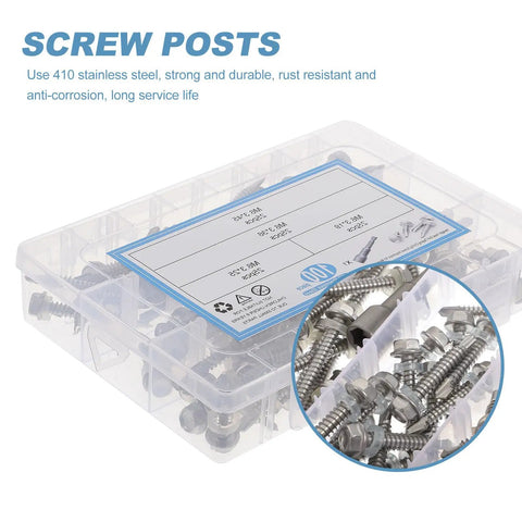 Rust Resistant Hex Socket Machine Screws Kit In 410 Stainless Steel, 100 Piece Assortment in plastic case
